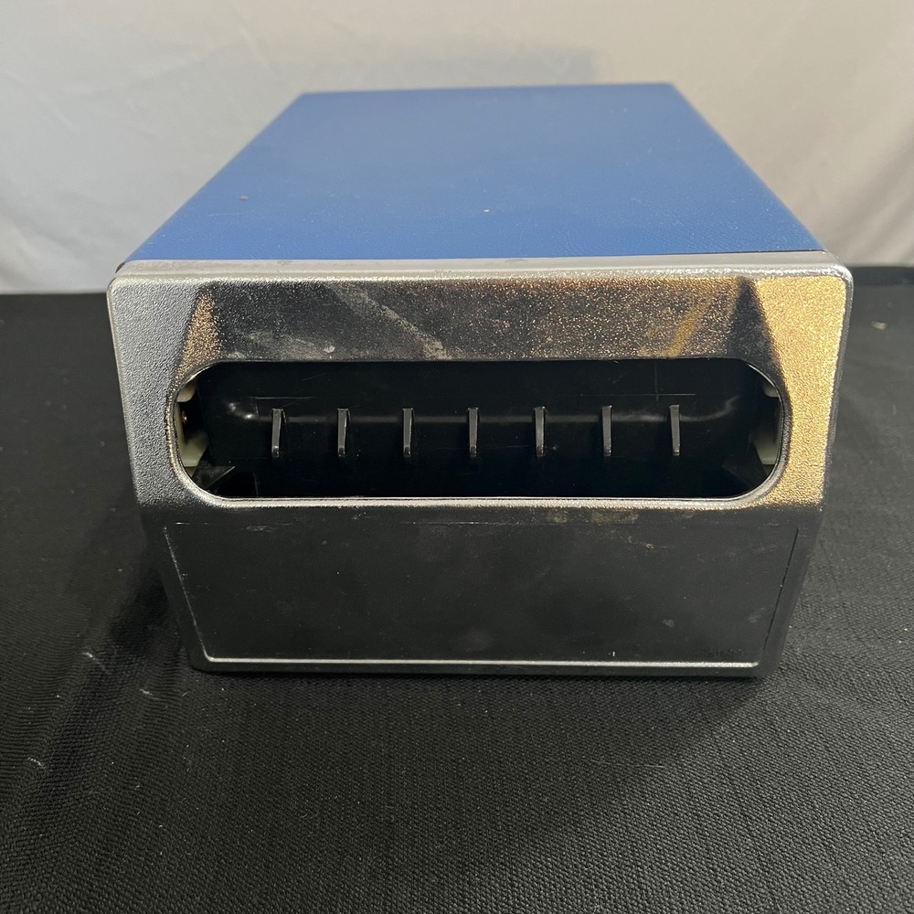 Vintage Blue Faux Leather Napkin Dispenser Chrome Metal Retro Diner Cafe Style